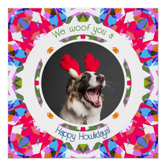 Happy Holidays Christmas Photo Pun Dog Dad Mum Mum Poster (Front)