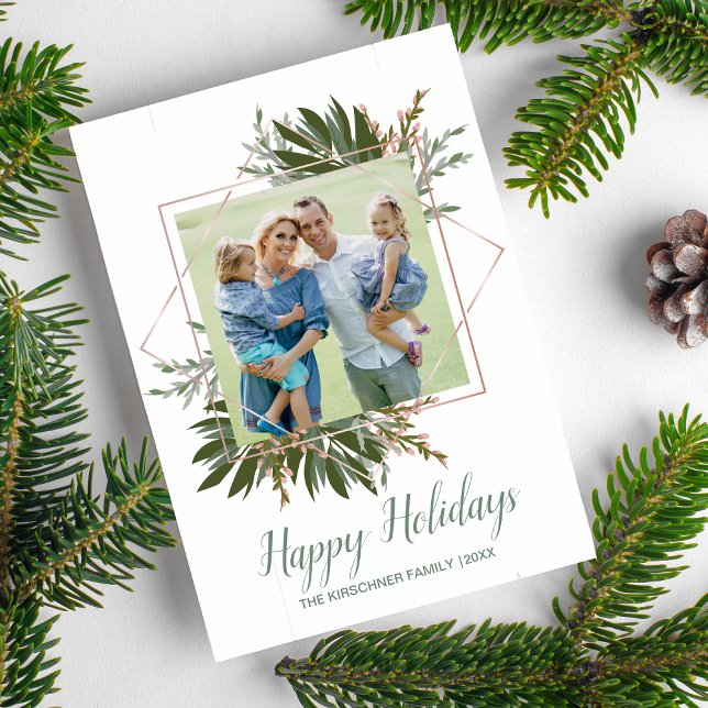 Happy Holidays Christmas Photo Stylish Geometric Holiday Card (Creator Uploaded)