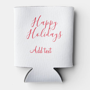 Happy holidays Christmas red calligraphy simple mi Can Cooler