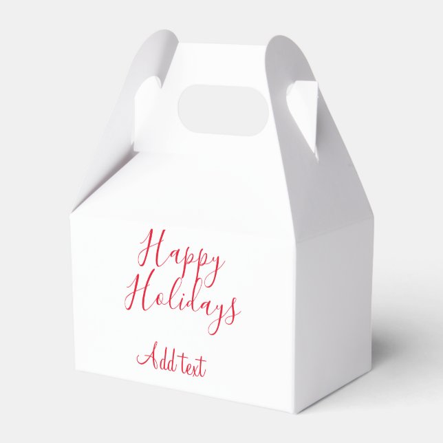 Happy holidays Christmas red calligraphy simple mi Favour Box (Front Side)