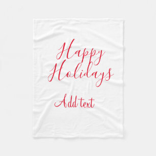 Happy holidays Christmas red calligraphy simple mi Fleece Blanket