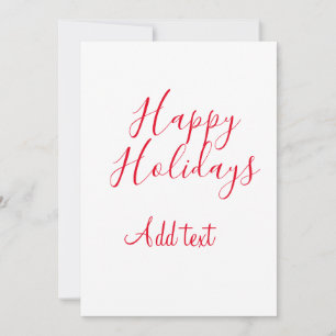 Happy holidays Christmas red calligraphy simple mi Holiday Card