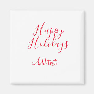 Happy holidays Christmas red calligraphy simple mi Magnet