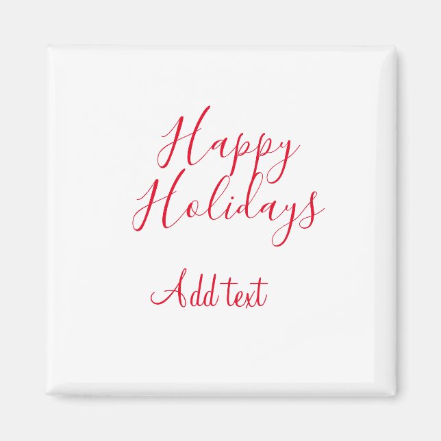 Happy holidays Christmas red calligraphy simple mi Magnet (Front)