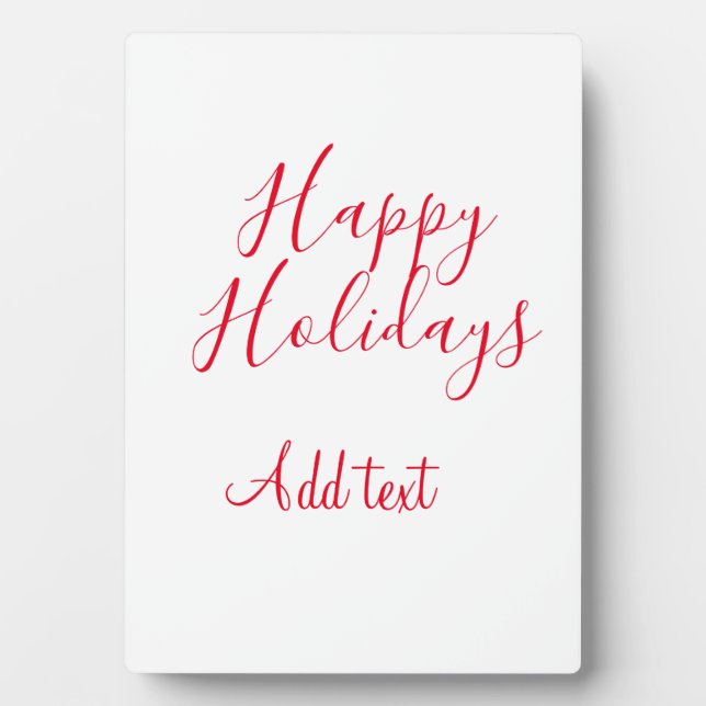 Happy holidays Christmas red calligraphy simple mi Plaque (Front)