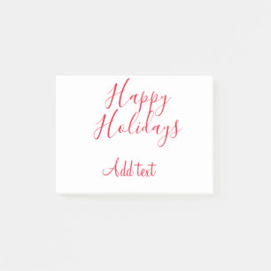 Happy holidays Christmas red calligraphy simple mi Post-it Notes