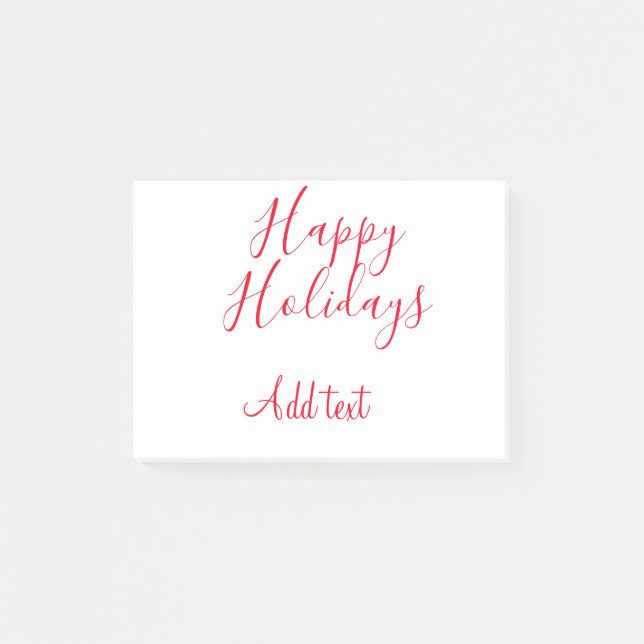 Happy holidays Christmas red calligraphy simple mi Post-it Notes (Front)