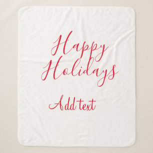 Happy holidays Christmas red calligraphy simple mi Sherpa Blanket