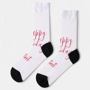 Happy holidays Christmas red calligraphy simple mi Socks