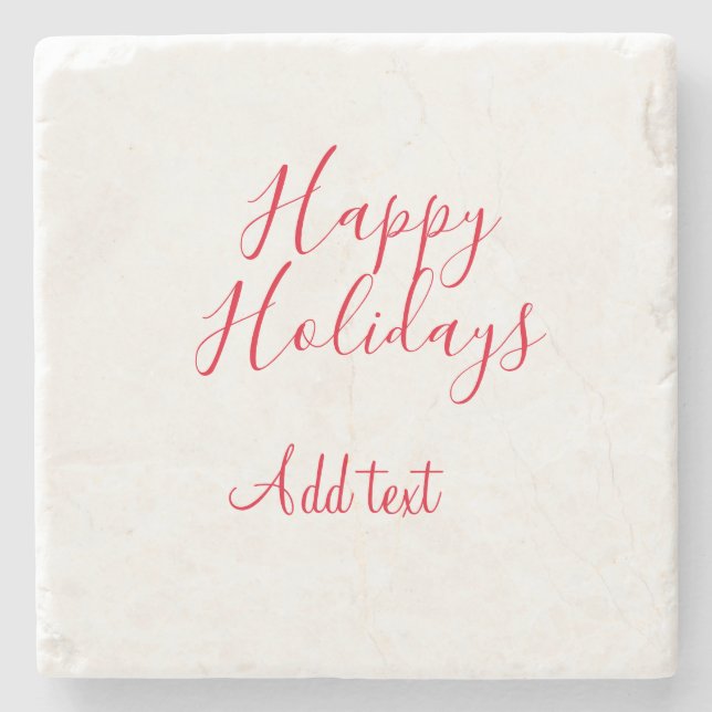 Happy holidays Christmas red calligraphy simple mi Stone Coaster (Front)