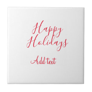 Happy holidays Christmas red calligraphy simple mi Tile