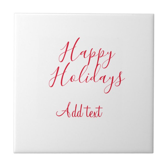 Happy holidays Christmas red calligraphy simple mi Tile (Front)