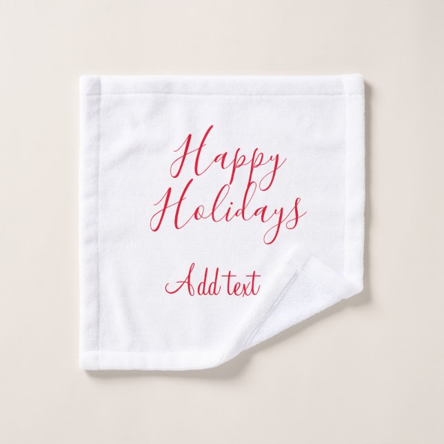 Happy holidays Christmas red calligraphy simple mi Wash Cloth (Wash Cloth)
