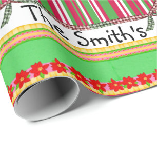 Happy Holidays Christmas Red Green  Wrapping Paper