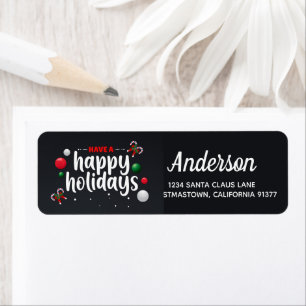 Happy Holidays Christmas Return Address Label