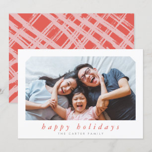 HAPPY HOLIDAYS christmas simple italic framed blue Holiday Card