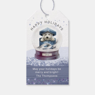 Happy Holidays Christmas Snow Globe Cute Dog Gift Tags