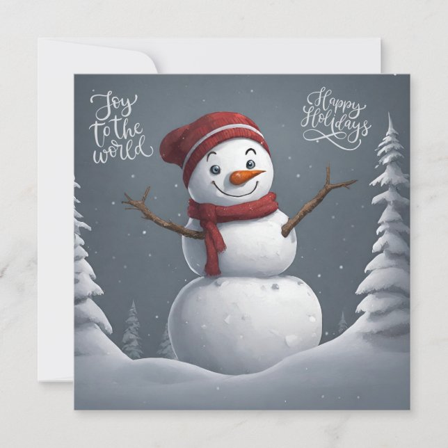 Happy Holidays Christmas Snowman  Holiday Card (Front)
