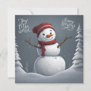 Happy Holidays Christmas Snowman Holiday Card