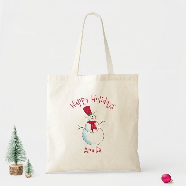  Happy Holidays Christmas Snowman  Tote Bag (Creator Uploaded)