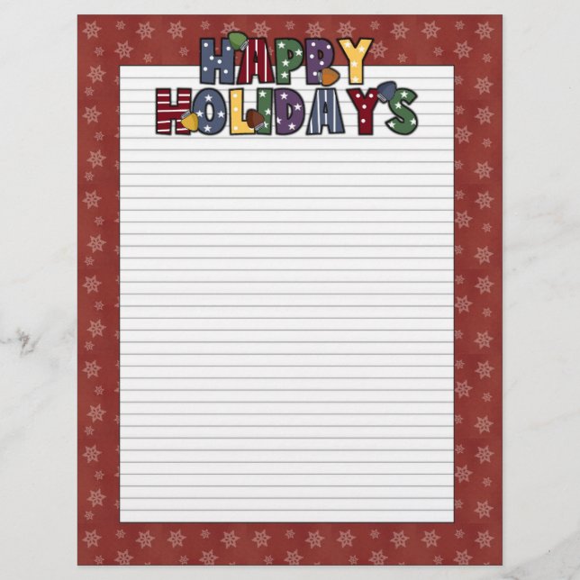 Happy Holidays Christmas Stationery Letterhead (Front)
