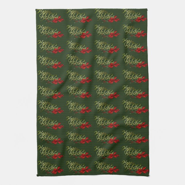 Happy Holidays Christmas Tea Towel (Vertical)