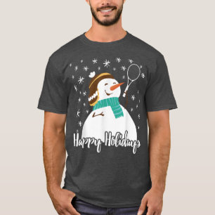 Happy Holidays Christmas Tennis Snowman Xmas Tenni T-Shirt