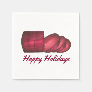 Happy Holidays Christmas Thanksgiving Cranberry Napkin