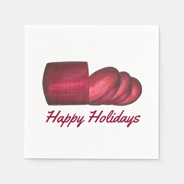 Happy Holidays Christmas Thanksgiving Cranberry Napkin (Front)