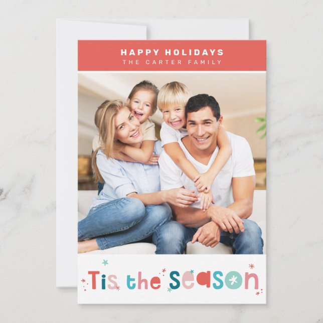 HAPPY HOLIDAYS christmas tis the season typography Holiday Card (Front)