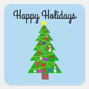 Happy Holidays Christmas Tree #1-2 Stickers