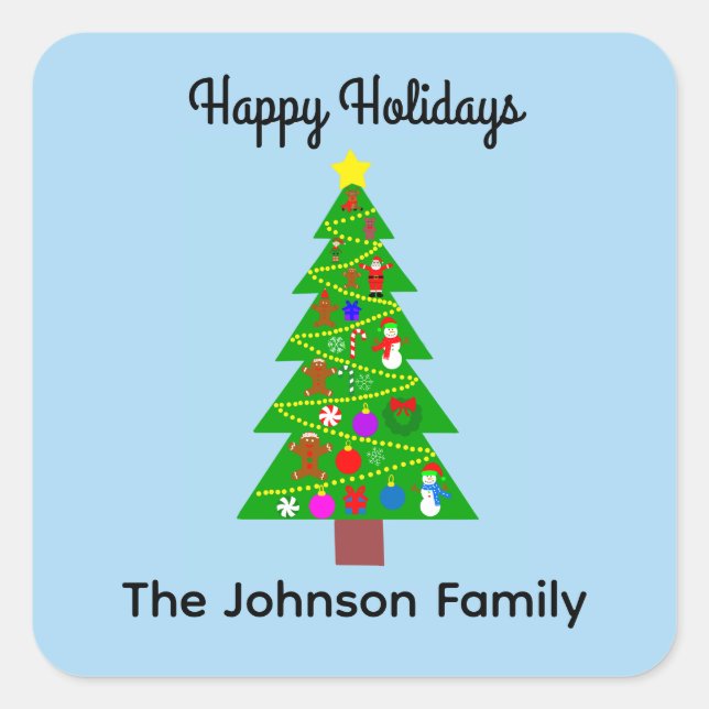 Happy Holidays Christmas Tree #1 Stickers (Front)