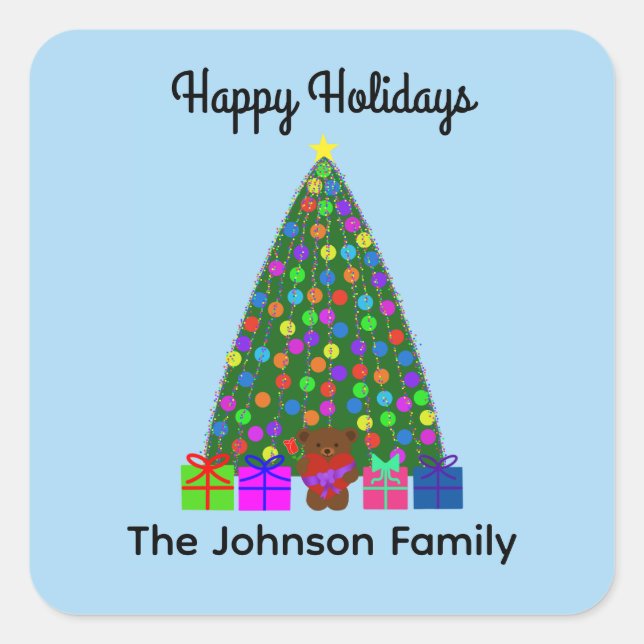 Happy Holidays Christmas Tree #2 Stickers (Front)
