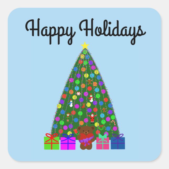 Happy Holidays Christmas Tree #3-2 Stickers (Front)