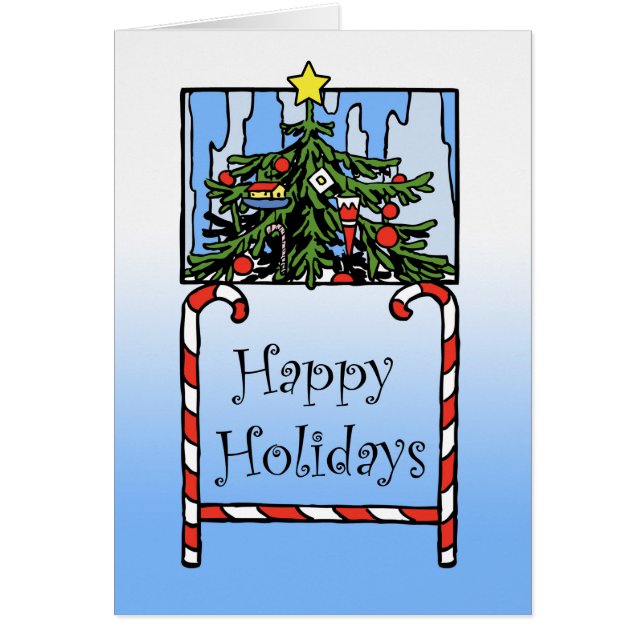 Happy Holidays, Christmas Tree and Candy Canes (Front)