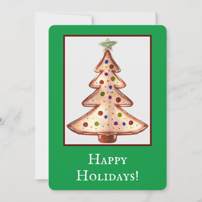 Happy Holidays Christmas Tree Art Holiday Card (Front)