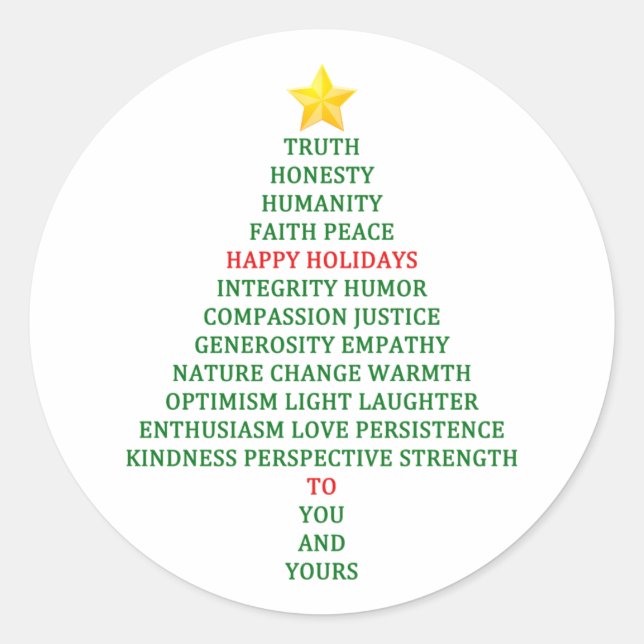 Happy Holidays Christmas Tree Blessing Classic Round Sticker (Front)