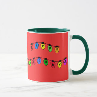 Happy Holidays Christmas Tree Bulbs Mug