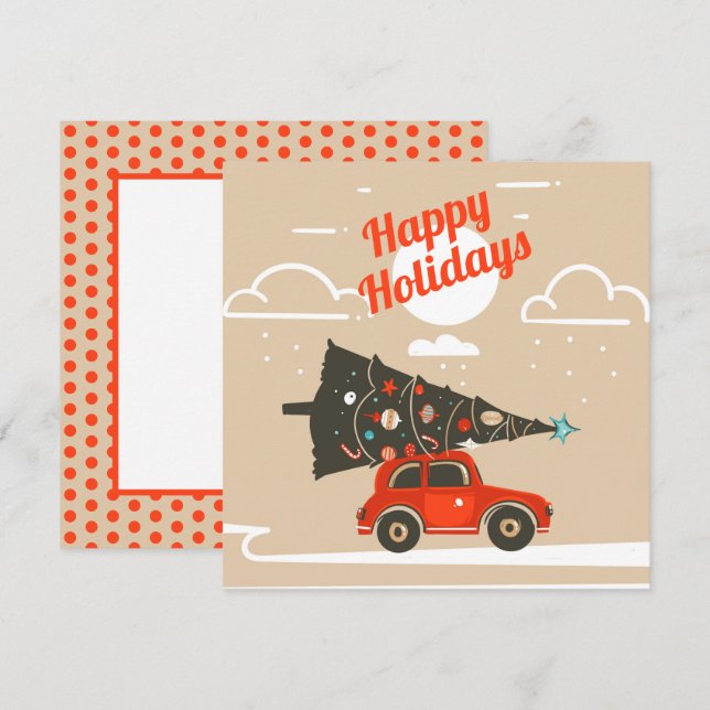 Happy Holidays Christmas Tree Flat Card (Front/Back)