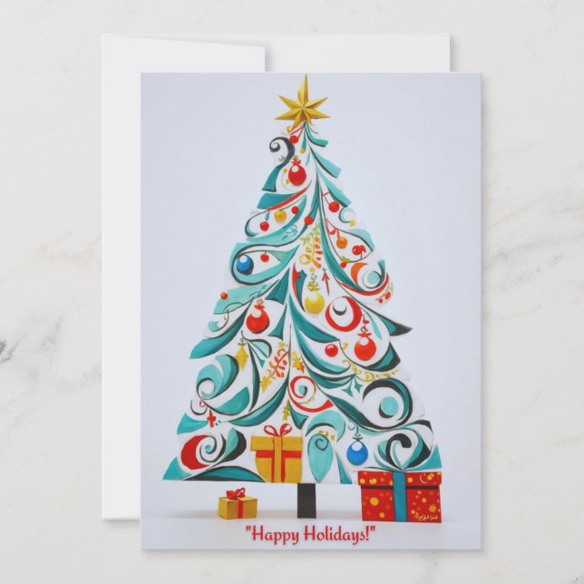 Happy Holidays Christmas Tree: Greeting Card  (Front)