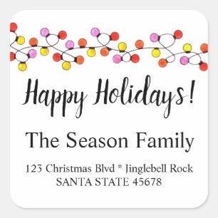 Happy Holidays Christmas Tree Lights Envelope seal