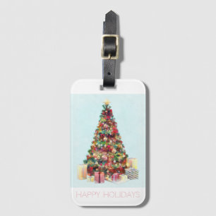Happy Holidays. Christmas Tree Luggage Tag