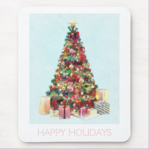 Happy Holidays. Christmas Tree Mouse Mat