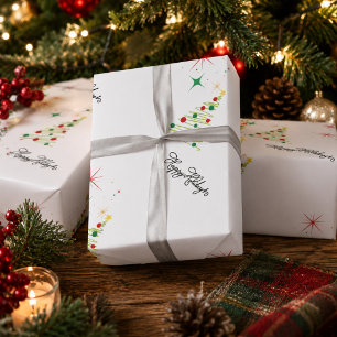 Happy Holidays Christmas Tree Wrapping Paper