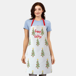 Happy Holidays Christmas Trees Apron