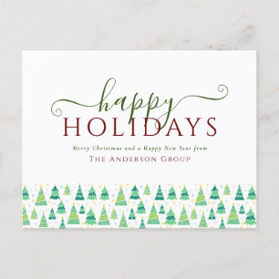 Happy Holidays Christmas Trees Corporate Holiday Postcard