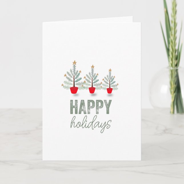 Happy Holidays Christmas Trees Holiday Card (Front)