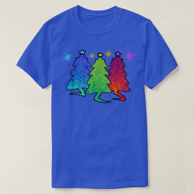 Happy Holidays Christmas Trees Pet Cat Lizard Dino T-Shirt (Design Front)