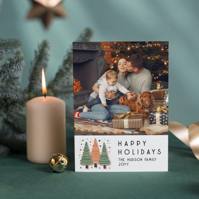 Happy Holidays Christmas Trees Simple Photo Holiday Card (Creator Uploaded)