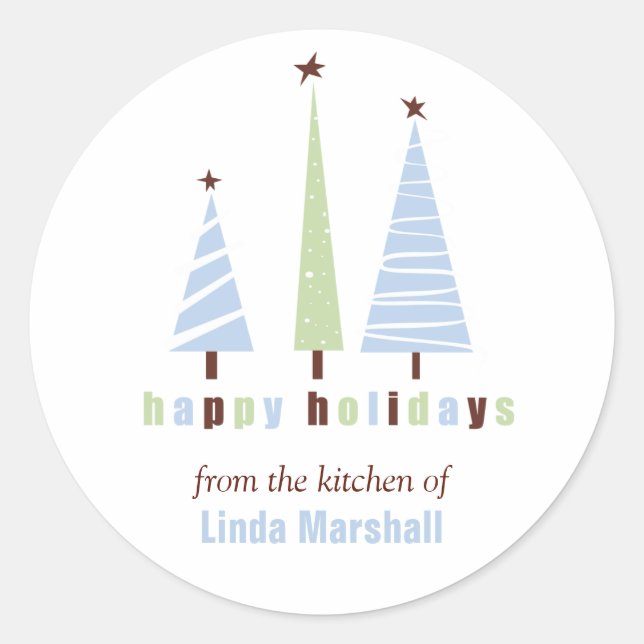 Happy Holidays Christmas Trees Sticker (Front)